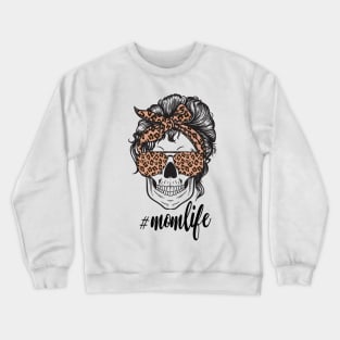 Mom Life Skull Cheetah print Retro Bandana Crewneck Sweatshirt